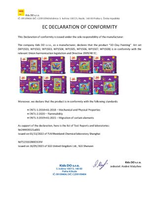 3D Clay Painting Art set EC Declaration of Comfprmity