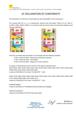 Declaration of confirmity Kids Do_creative sets